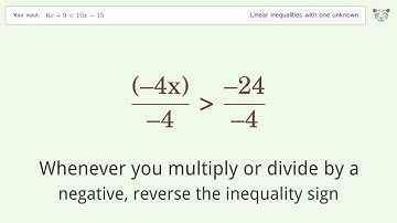 Solving Linear Inequalities: 6x+9 is Smaller Than 10x-15