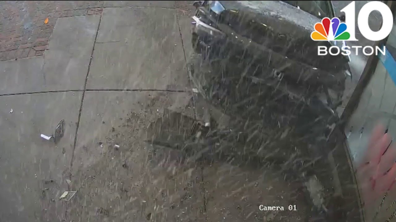 Driver hospitalized after crash into Boston building - YouTube