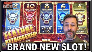 IT'S A BRAND NEW SLOT! 🐲 5 DRAGONS RISING JACKPOTS and I retriggered in the bonus!