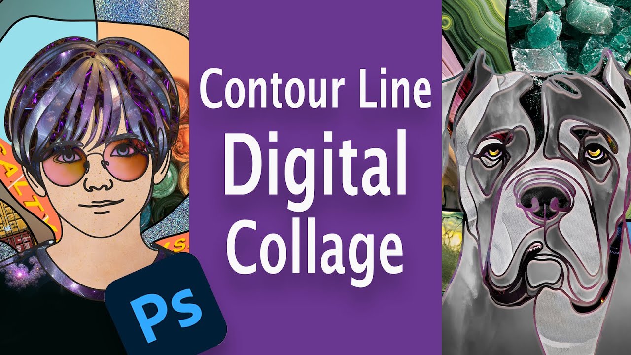 Contour Line Digital Collage using Adobe Photoshop - YouTube