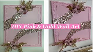 DIY Wall Art with Faux Flowers and Golden Twigs