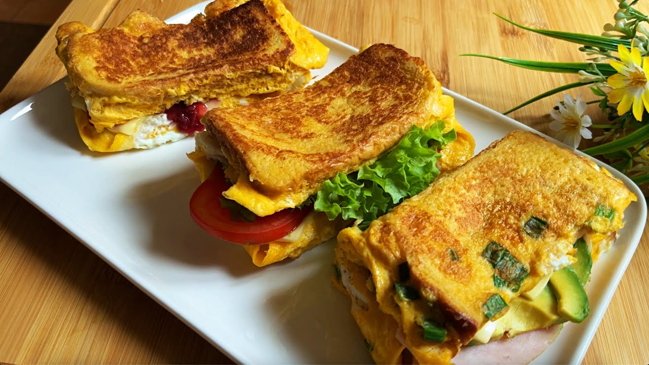 3 Ways To Make Toasted Sandwich With Eggs in a Pan / Ready in 5 minutes