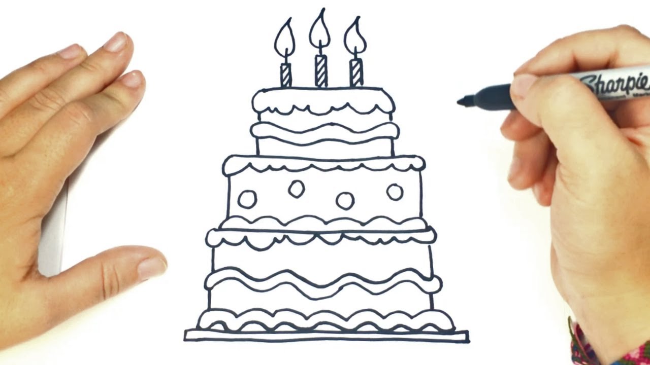 Cómo dibujar un Pastel de Cumpleaños paso a paso | Dibujo fácil de Pastel  de Cumpleaños - YouTube