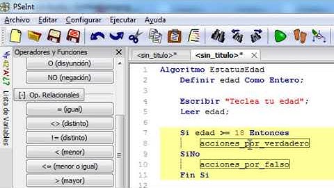 PSeInt.  MAYOR o MENOR  segun su edad. Condicion SI Entonces.