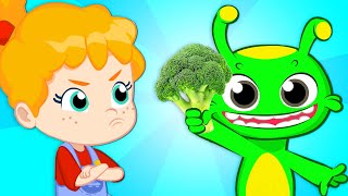 Марсианин Груви учит детей питаться полезными овощами.