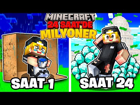 Minecraft ama 24 SAAT İçinde MİLYONER Olan KAZANIR..!