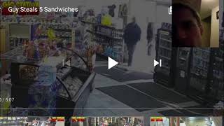 Dumb shoplifter steals 5 sandwich's reaction