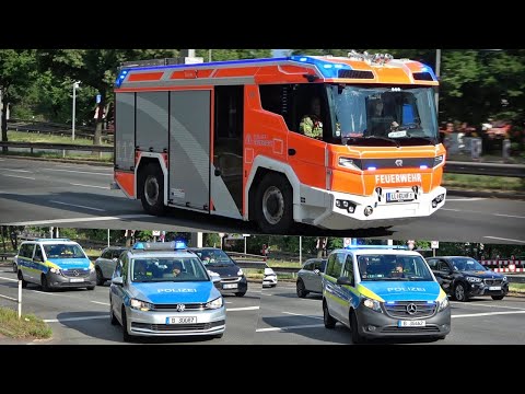 [eLHF - VOLLBREMSUNG || WENDEMANÖVER!] Elektro-LHF 3300/1 Berliner Feuerwehr + 3x EWA Polizei