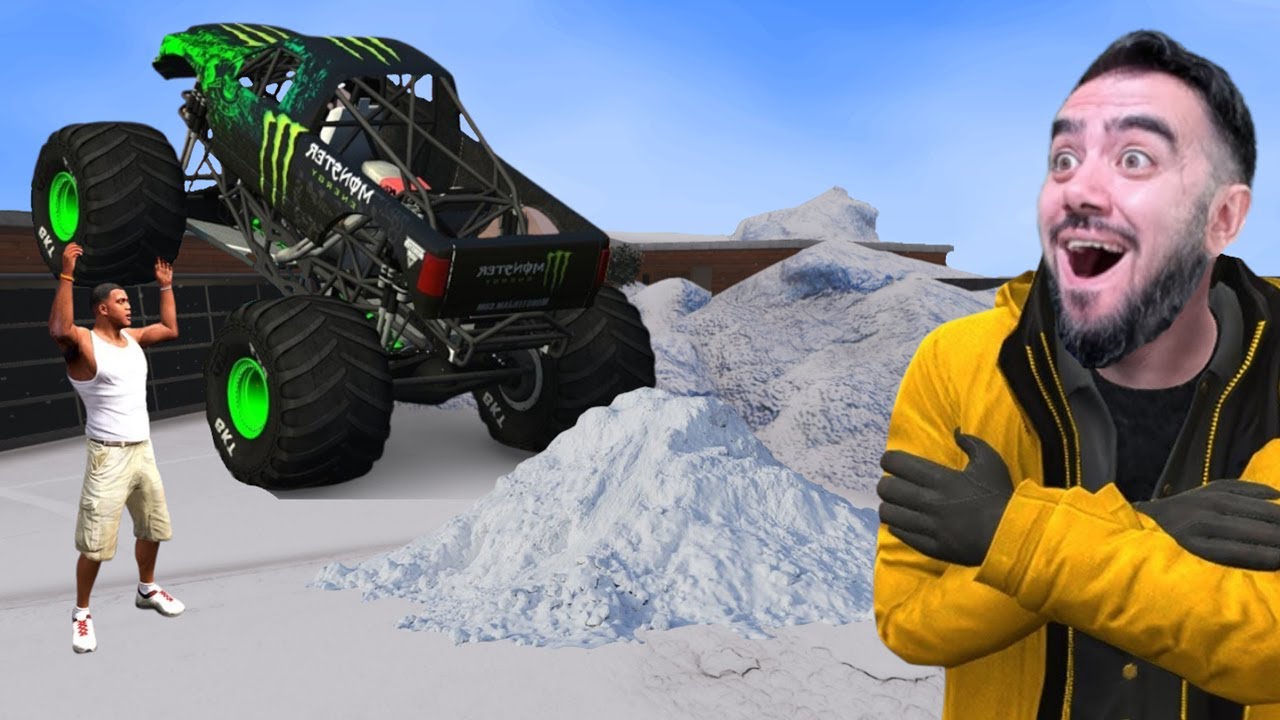 FRANKLIN MONSTER ARABASIYLA KAR TEMIZLEDI - GTA 5 MODS