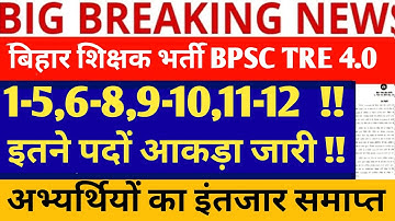 BPSC TRE 4.0 ROSTER UPDATE//BPSC TRE 4.0 LATEST NEWS// BIHAR SHIKSHAK BHARTI LATEST NEWS//