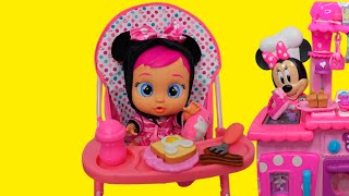 Cry baby doll Minnie’s morning routine with Minnie Mouse kitchen toy and packing baby bag by The Gummy Channel 52,905 views 1 month ago 5 minutes, 55 seconds