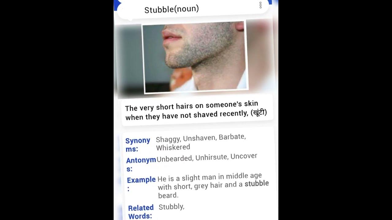 stubble meaning in hindi antonyms synonyms sentence YouTube