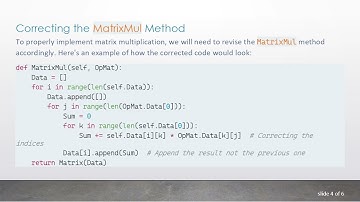Fixing the Problem with Matrix Product Definition Inside a Class in Python