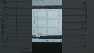 First quartile using MS excel function #statistics #quartile #mean #median #mode