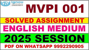 MVPI 001 solved assignment 2025 in English || mvpi 001 solved assignment 2025 || ignou mvpi001 2025