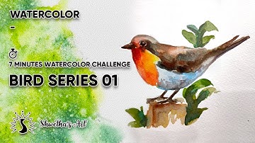 Watercolor for beginners :: 7 Minutes Watercolor Challenge - BIRD SERIES 01 - Shwetha