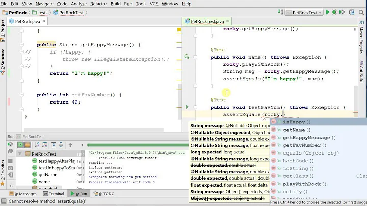 JUnit 4 with IntelliJ: Exceptions, Ignore, ...