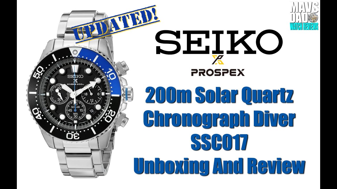 Batman! | Seiko Prospex 200m Solar Quartz Chronograph Diver SSC017 Unbox &  Review - YouTube