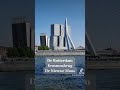 De iconische landmarks van Rotterdam: Erasmusbrug, De Rotterdam en de Nieuwe Maas"
