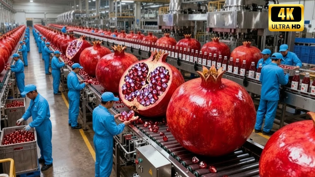 Inside a Modern Pomegranate Factory 🍎 | From Farm to Delicious Juice (Full Industrial Process)