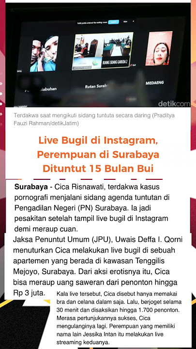 Live bugil Instagram, perempuan di surabaya dituntut 15 bulan bui