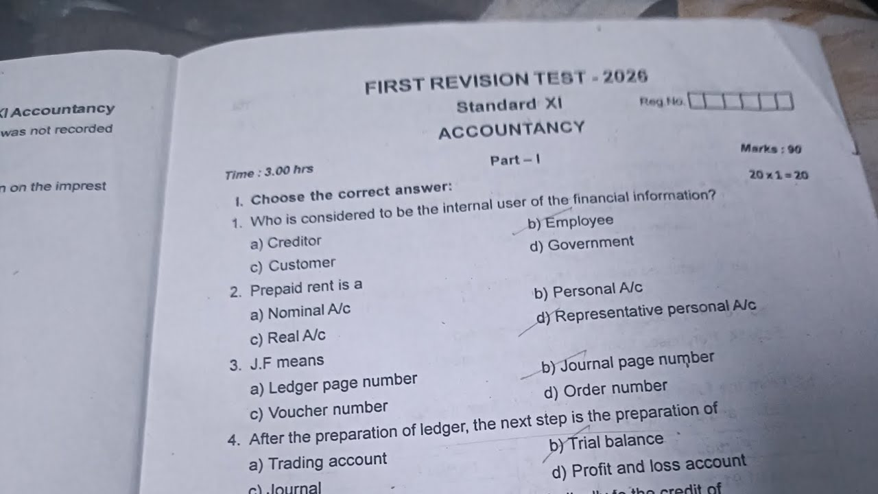 11th Standard Accountancy First Revision question paper in 2025-2026 ...