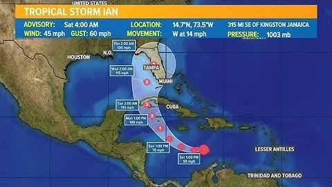Tracking Tropical Storm Ian: Forecast track, spaghetti models and satellite image