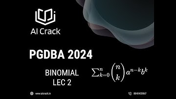 PGDBA 2024 Preparation | Maths | Binomial Lecture 2 | AI Crack