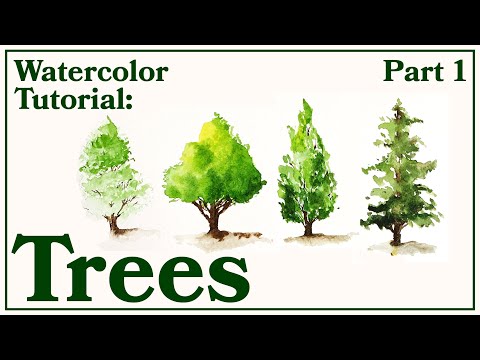 Video: How To Paint Trees In Watercolor