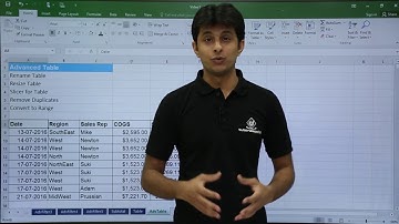 MS Excel - Advanced Table