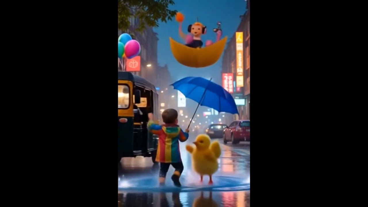 “Monsoon Dance Party 🌧️🐥👶 | Ultra Crazy Cartoon Rain