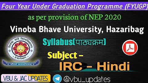 VBU FYUGP Syllabus Hindi (IRC) for Sem 1/2/3
