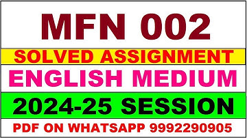 mfn 2 solved assignment 2024-25 | mfn 2 solved assignment in english 2025 | mfn 2 2024-25
