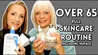 OVER 65 ANTI-AGING SKINCARE ROUTINE | MATURE SKIN | LED and NuFACE