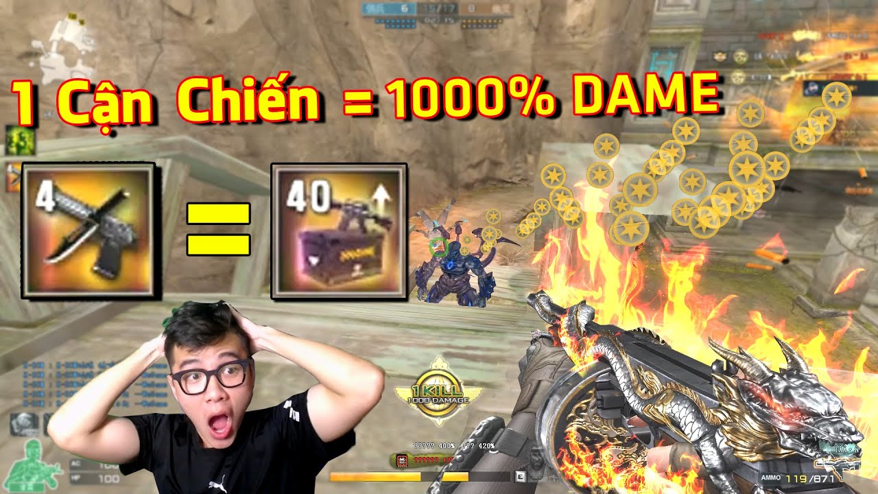 1 Cận Chiến = 1000% DAME THOMPSON VIP Sốc DAME Zombie