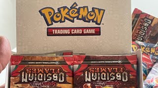 2 part Pokemon Obsidian Flames Boosters  Box I open the last 17 packages of the Booster box