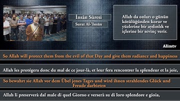 İnsan Suresi سورة الانسان Okunuşu İngilizce, Almanca, Fransızca, İtalyanca ve Türkçe Anlamı