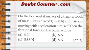 On the horizontal surface of a truck (m=0.6), a block of mass 1 kg is placed. If the truck is