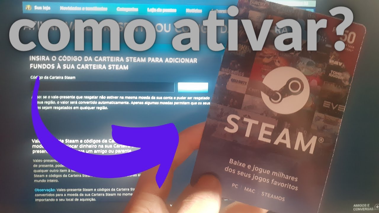 Como colocar gift card no Steam