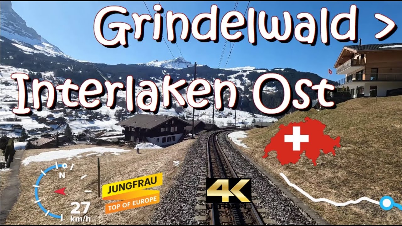 CAB RIDE 4K 🇨🇭 Grindelwald - Interlaken Ost R61 / Jungfrau / Berner-Oberland-Bahn BOB / Switzerland