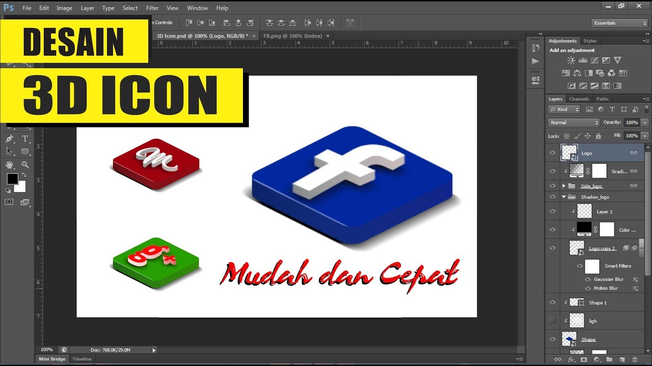 3D Icon Photoshop - Tutorial Photoshop - Learn