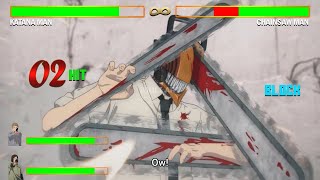 Chainsaw Man Vs Katana Man With Healthbars - Denji Loses? Chainsaw Man