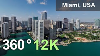 Miami, Florida, USA. City Relaxation. Aerial 360 video in 12K.