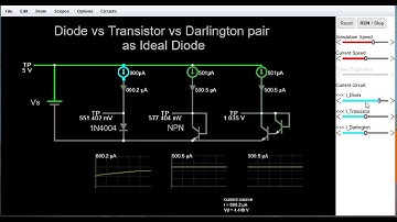Diode vs Transistor vs Darlington pair - software simulated