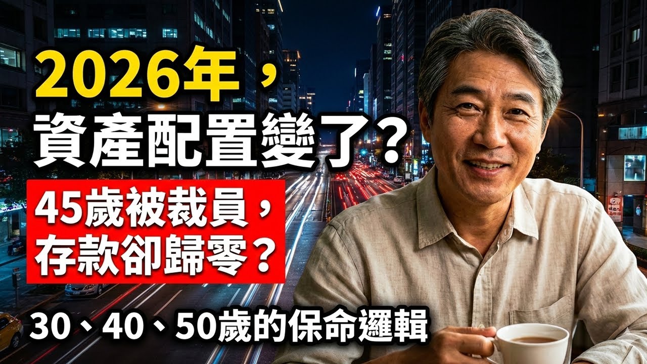 45歲科技主管被裁員，資產竟撐不過半年？2026年，給 30、40、50 歲的「反脆弱」配置法 #資產配置 #中年危機 #慢富哲學 #被動收入 #現金流 #退休規劃 #ETF #台股 #理財觀念