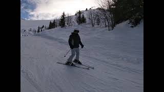 Skiing in Avoriaz in January 2024 from the top of Tour chair lift to Lindarets via Combe A Floret.