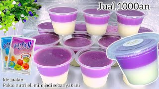 Tidak perlu modal besar. Cukup pakai nutrijell kemasan mini bisa jadi Puding cup sebanyak ini..