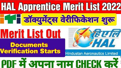 HAL Bangalore Apprentice Merit List 2022 आया,hal tti bengalore apprentice 2022,hal apprentice result
