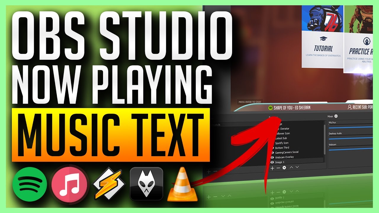 Obs Studio Scrolling Music Text With Spotify Itunes Winamp Foobar Vlc Youtube