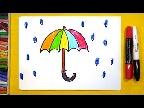 Как нарисовать Зонтик, Урок рисования для детей от 3 лет | Раскраска